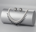 Black AD Stone Necklace set #J54