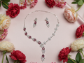 Dark Pink AD Necklace set #J14