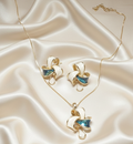 Cream & Blue Chain set #J33