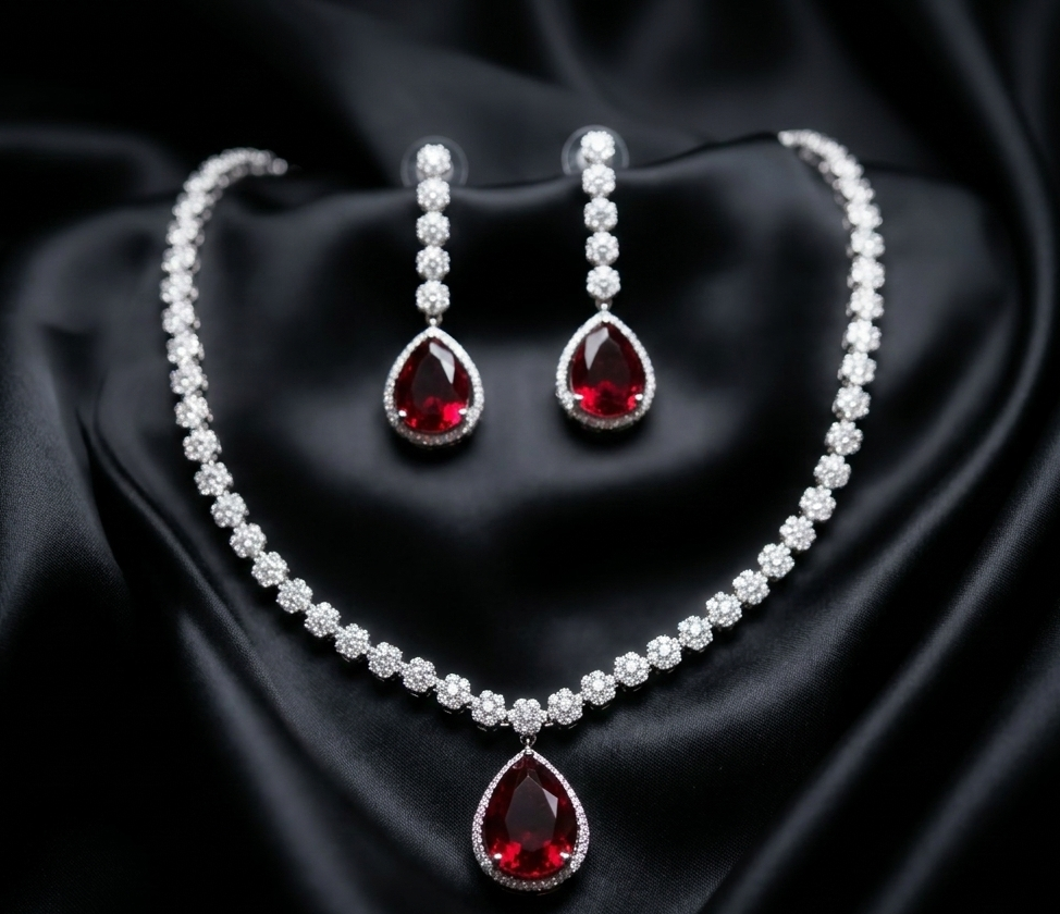 Red AD Necklace Set #J46