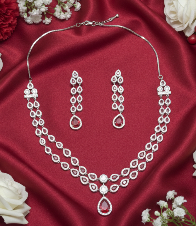 Ruby Red AD Necklace set #J5