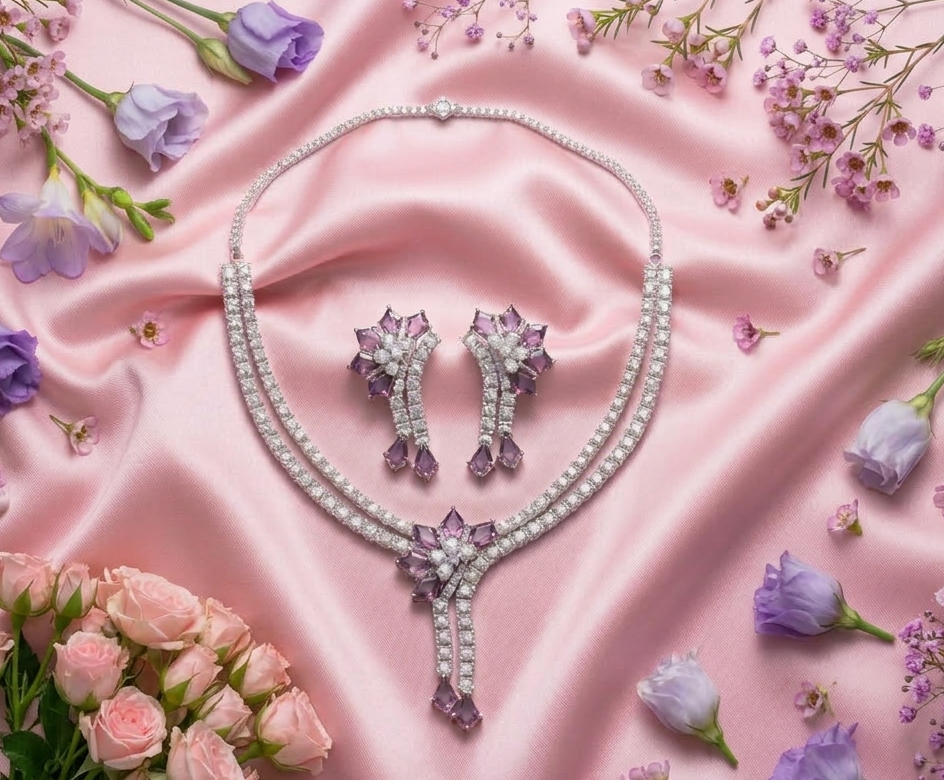 Purple AD Necklace Set #J57
