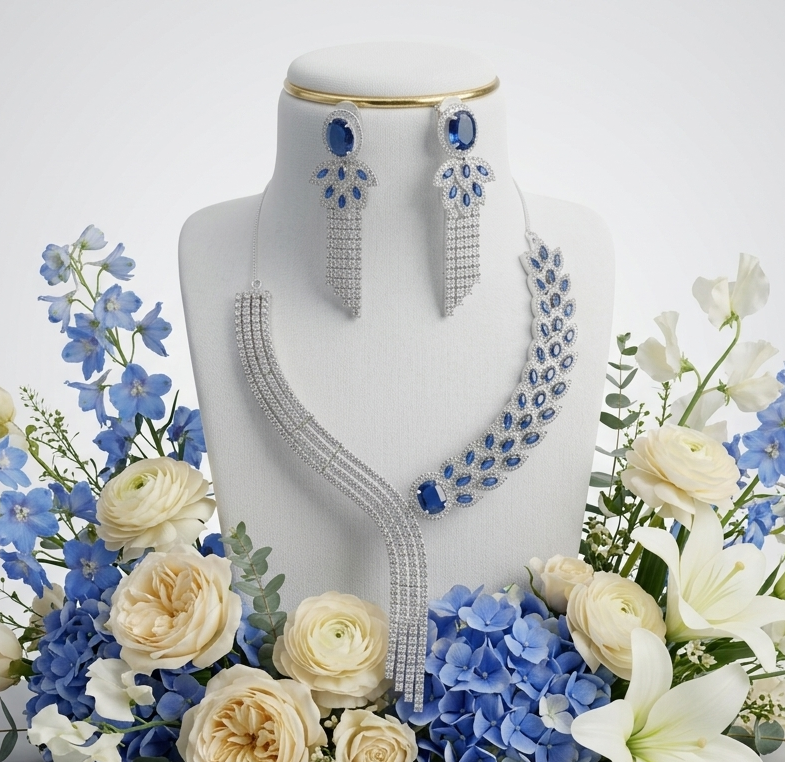 Blue AD Necklace set #J63