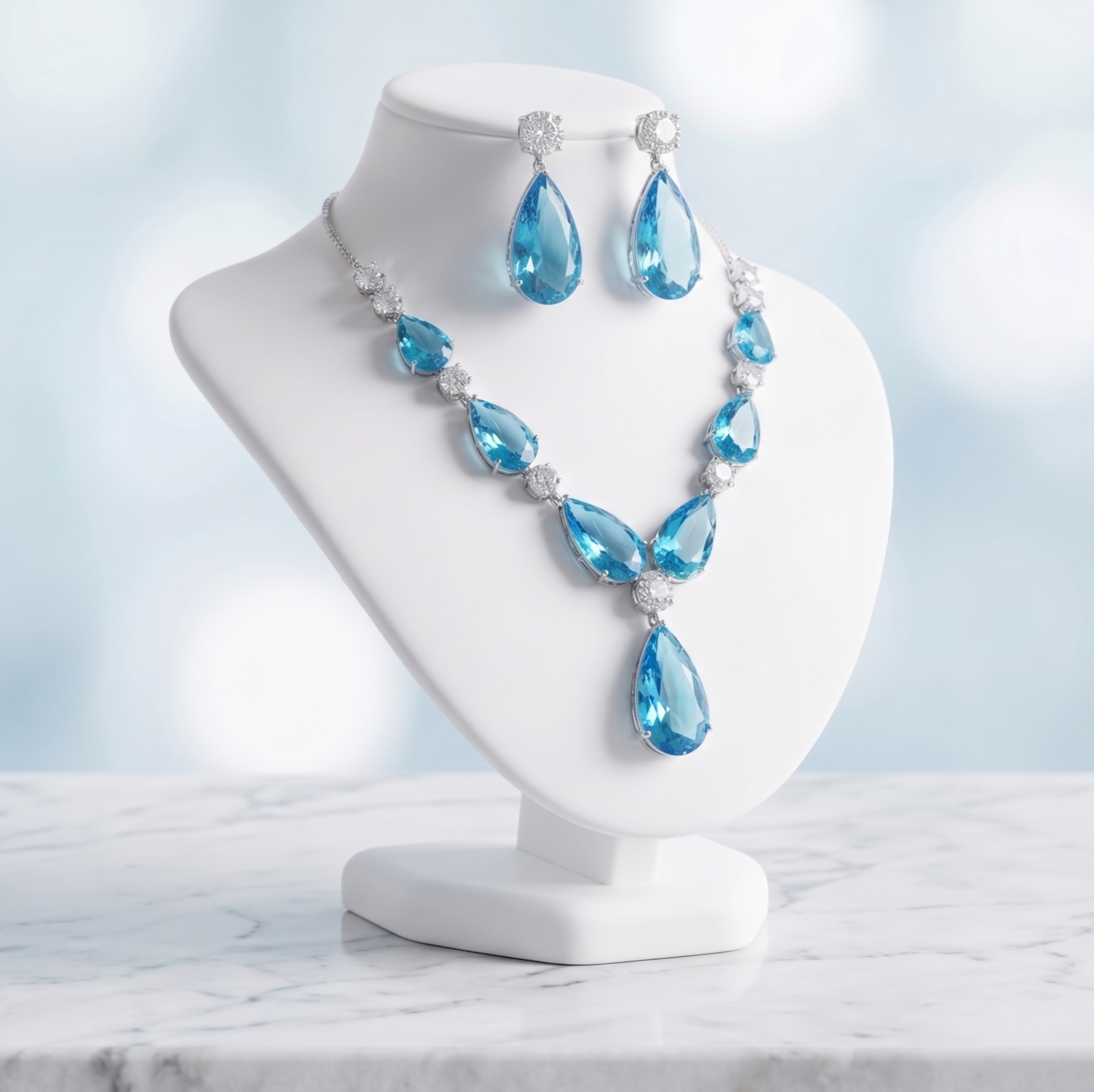 Sky Blue AD Necklace set #J72