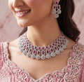 Dark Pink AD Necklace set #J73