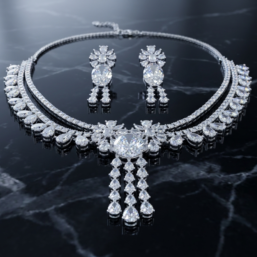White AD Necklace set #J77