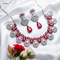 Wine Red AD Necklace set #J79