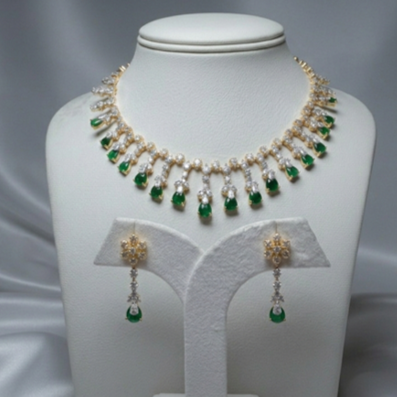 Dark Green AD Necklace set #J12